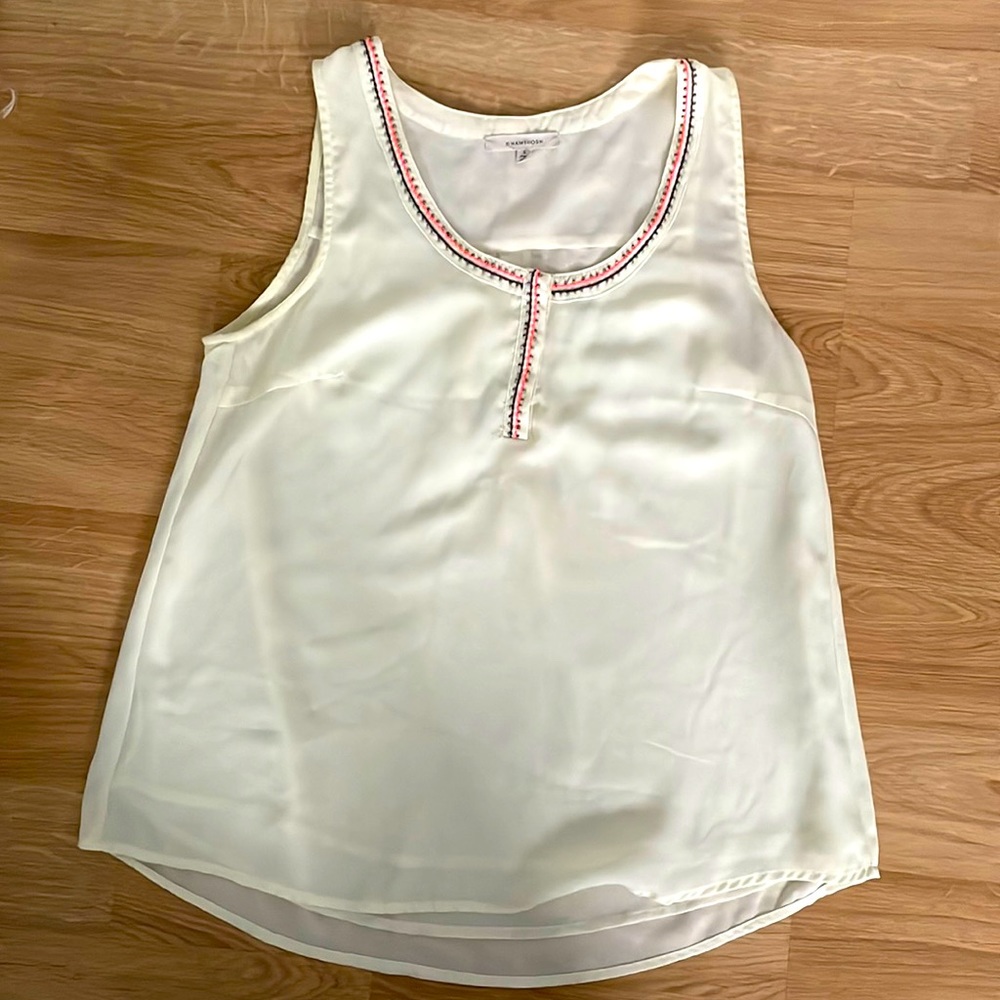 Embellished Cream Sleeveless Blouse